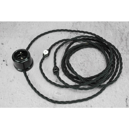 natynkowy kabel w oplocie czarny